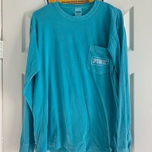 PINK blue relaxed long sleeve shirt